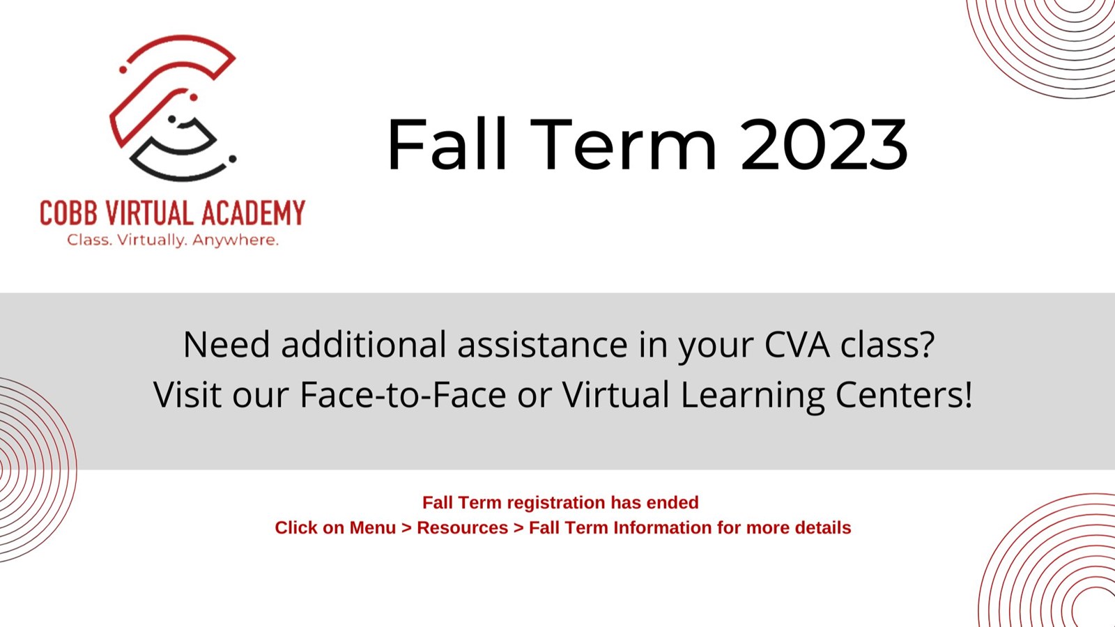 Fall 2023 Registration Closed